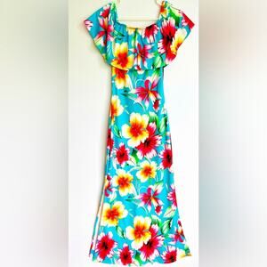 Vintage Hawaiian Polynesian Luau Style Maxi Dress